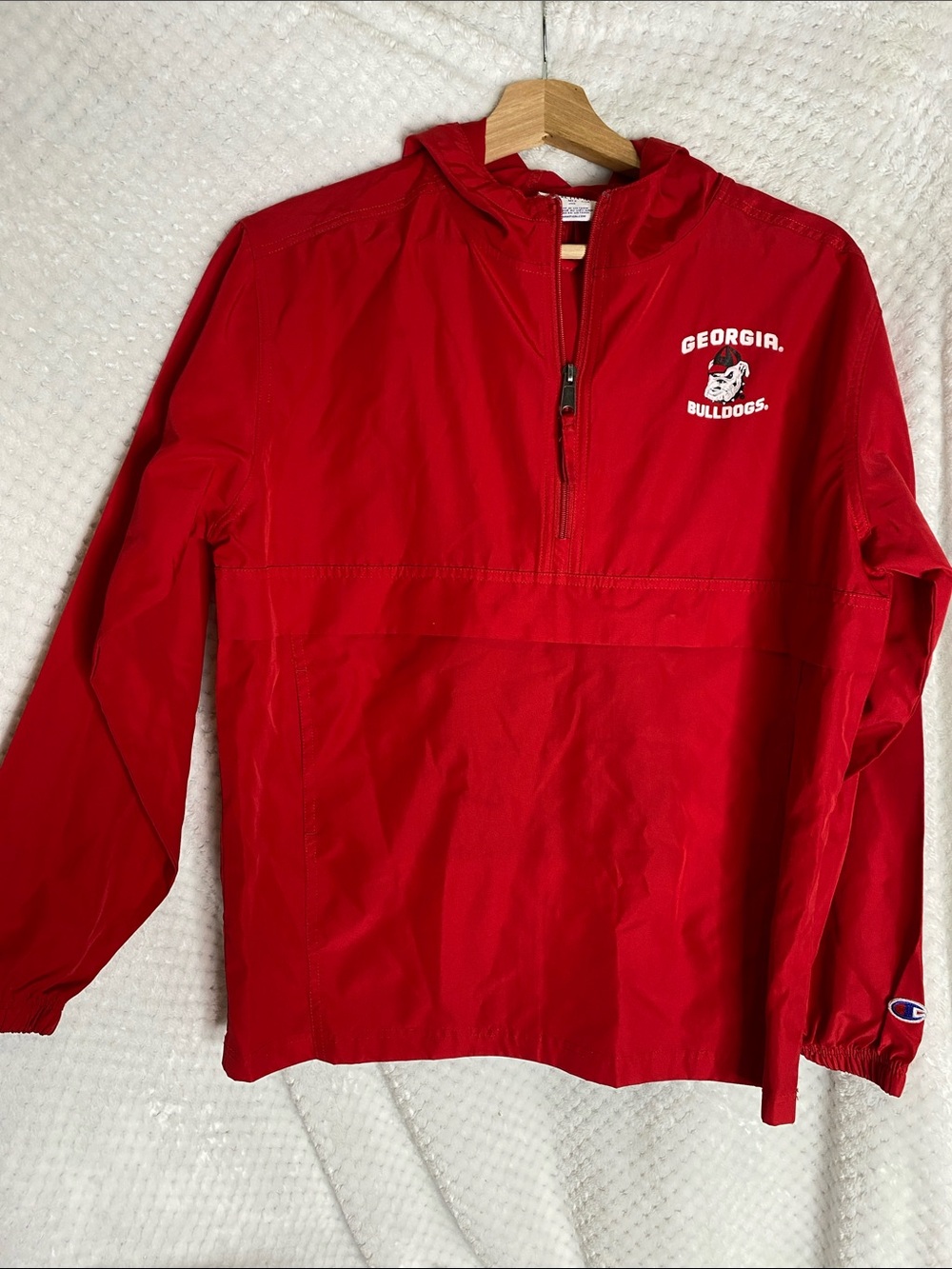 Champion Kids Red Georgia Bulldogs Half-Zip Hooded Pullover Windbreaker